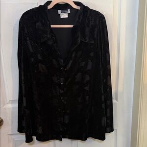 Maggie Barnes Black Button-Up Top